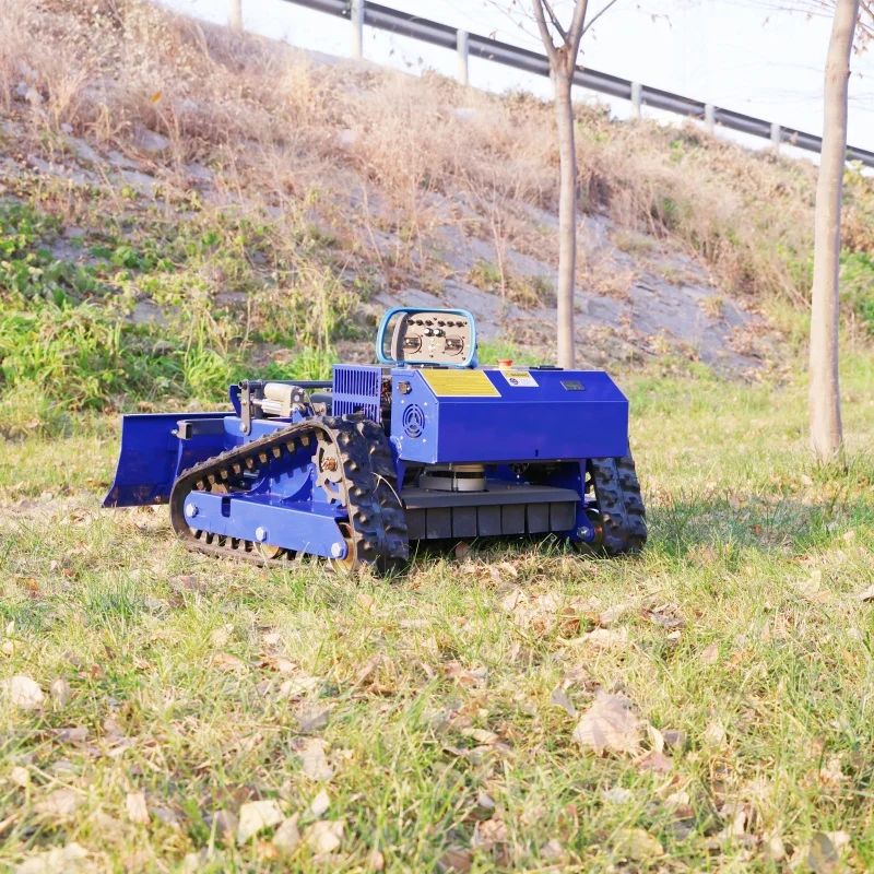 تخصيص التحكم عن بعد الزاحف روبوت جزازة العشب مع مجرفة الثلج مناسبة لجميع المواسم لاستعادة الأرض على المنحدرات #6