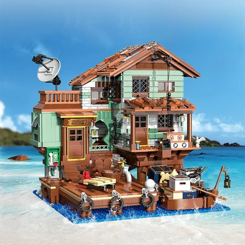 2100PCS Fisherman's Wharf Bouwsteen ClassicTree House Model Seaside Street View Boot Diy Bricks Speelgoed Tiener Vakantie Geschenken - afbeelding 2