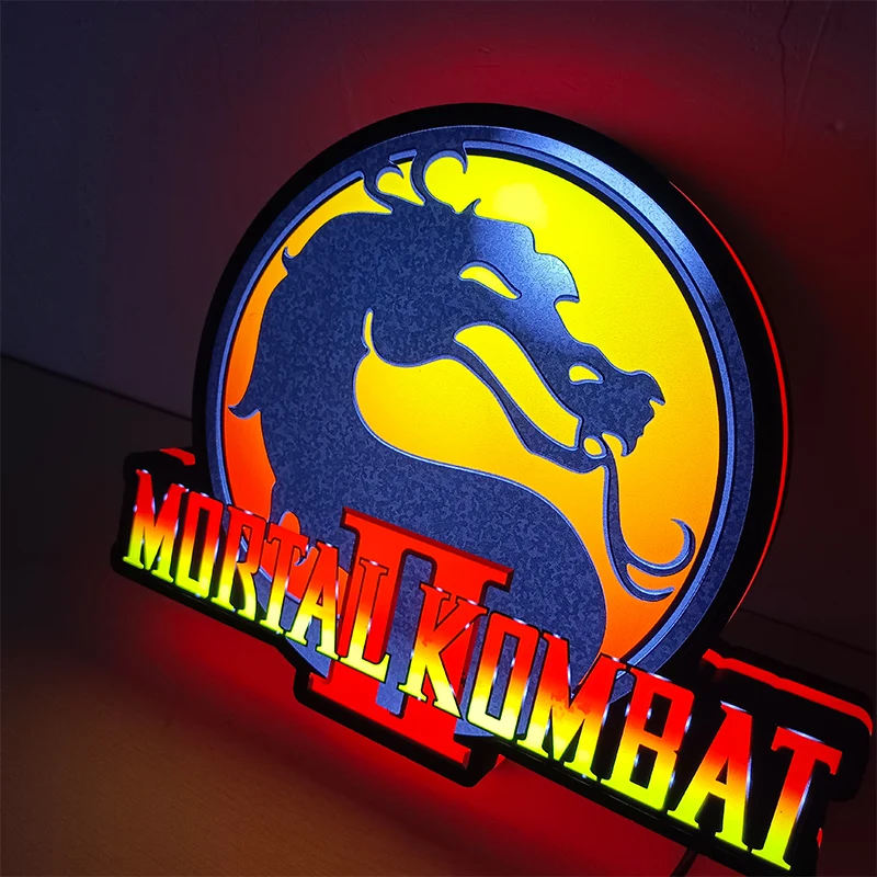 Custom Amazing Gaming LED Night Light box Mortal Kombat Logo 3D Print Desktop Lightbox Wall Decor Best Gift