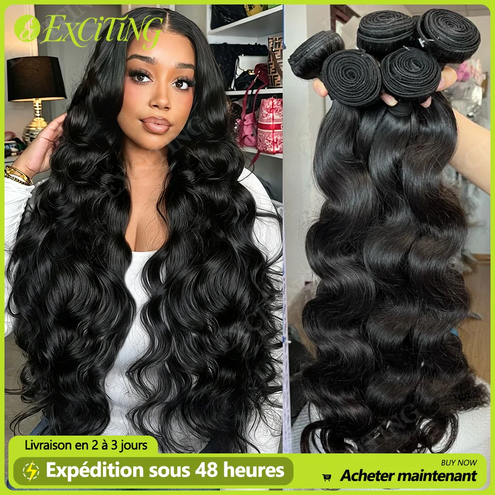Extension di capelli umani brasiliani ondulati, 18 20 22 pollici, 100% vergini non trattati, nero naturale, super morbidi, da 12 a 40 pollici, per donna, consegna in 3 giorni