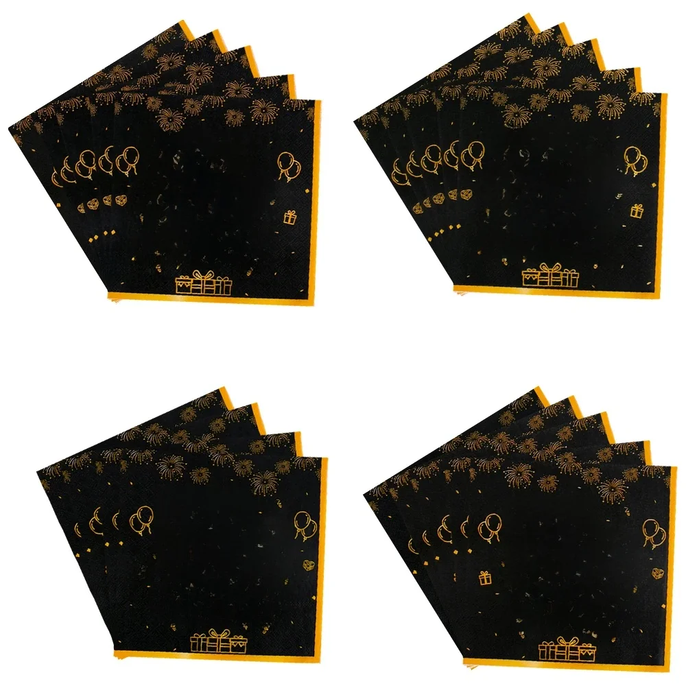 20 stuks 30e 40e 50e 60e verjaardag servetten zwart en goud jubileum servetten proost tot 50 jaar wegwerp party servetten - afbeelding 2