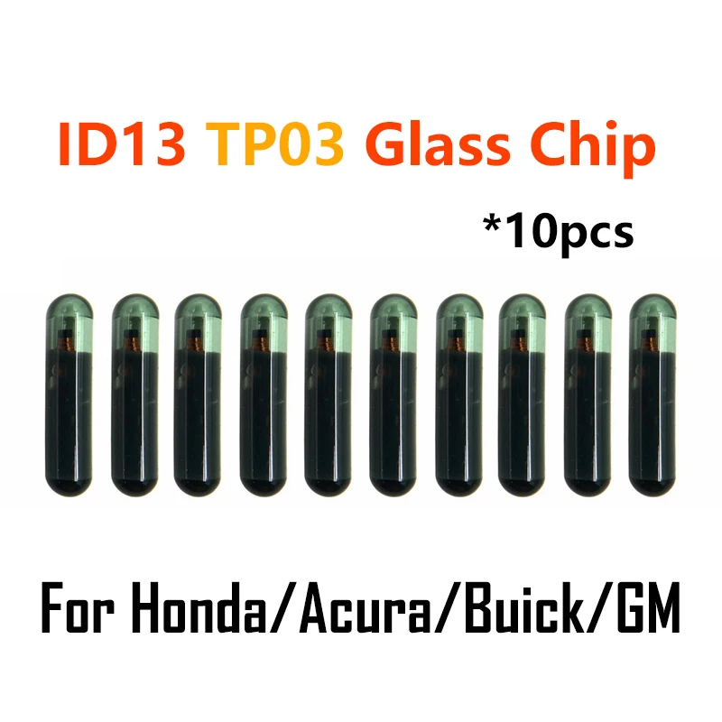 

10pcs/lot ID13 chip glass Car Key Chip Blank Auto Transponder chip ID 13 chip for Acura for Buick for Honda/G-M