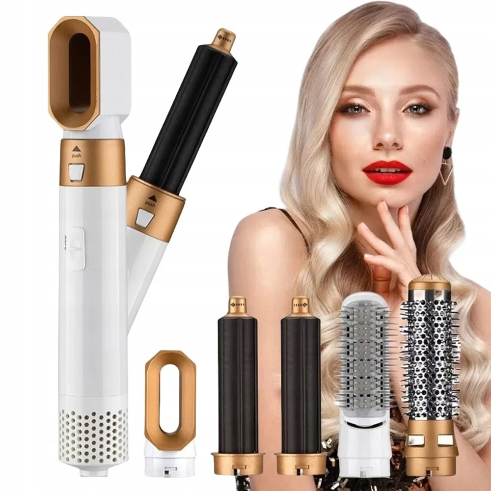 Cepillo Eléctrico 5 en 1 para el Cabello, Secador de Pelo, Rizador Automático, Alisador de Cabello, Peine de Aire Caliente, Aparato de Peluquería Multifuncional - Envío Rápido