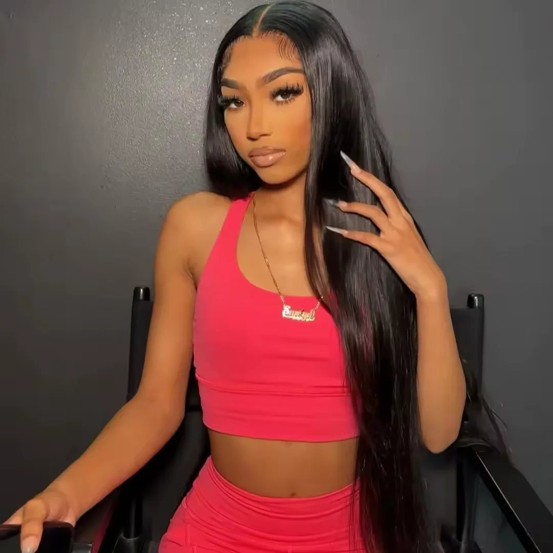 200 الكثافة 13x4 13x6 كامل أمامي HD الدانتيل الشفاف 42 بوصة طويلة مستقيم 5x5 إغلاق الشعر البشري قبل قطعها الباروكات للنساء #1