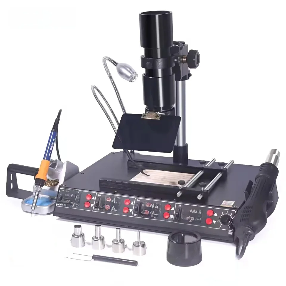 YIHUA-Station de soudage 4 en 1 1000B, fer à souder à air chaud, préchauffeur infrarouge, station de dessoudage, outil de soudage de expédiBGA, 1350W