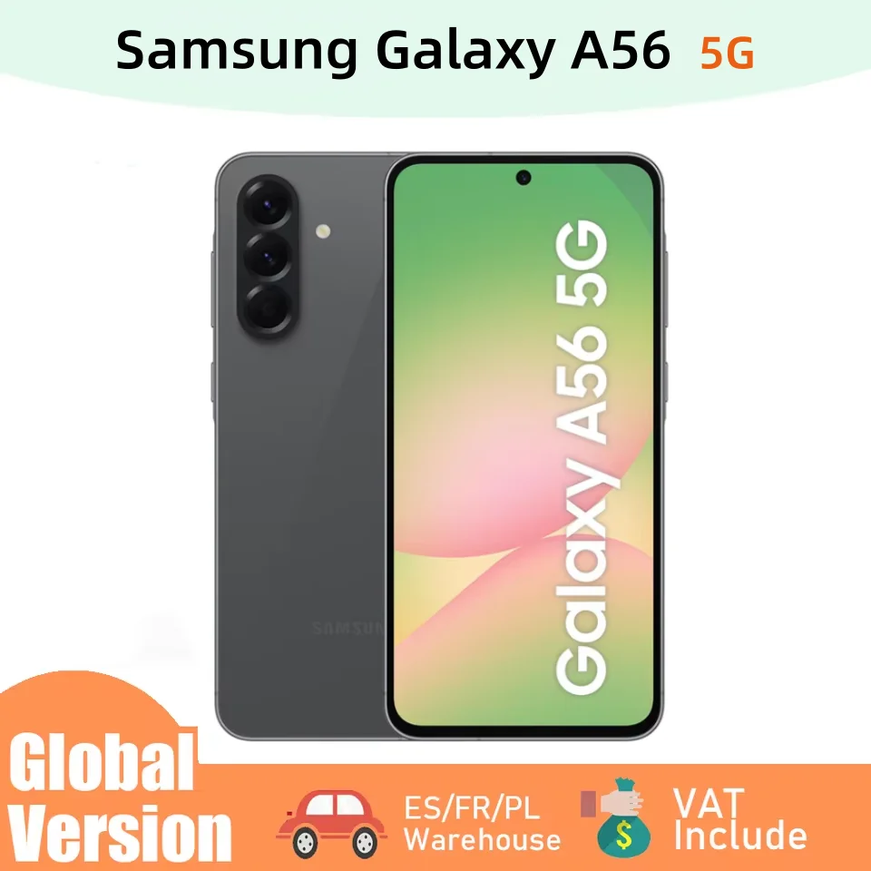 Smartphone Samsung Galaxy A56 5G 100% Original Écran Super AMOLED 6,7 pouces 120Hz Batterie 5000mAh Exynos 1580 Charge rapide 45W Appareil photo 50MP OS 6X Amélioré