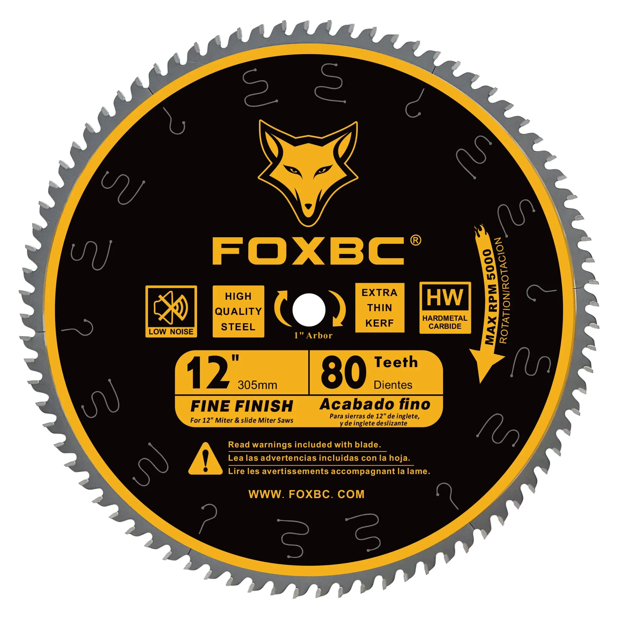 FOXBC 305mm brzeszczot do piły tarczowej 80 zębów do cięcia krzyżowego 12 cali brzeszczot do piły ukośnej z węglika wolframu 1 szt.