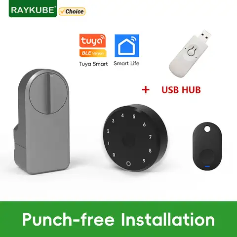 RAYKUBE A1 Pro Tuya BEL Smart Door Lock Set with Fobs/ Keypad/ Smart Key Tuya Remote Unlock Work with Alexa Google Assistant