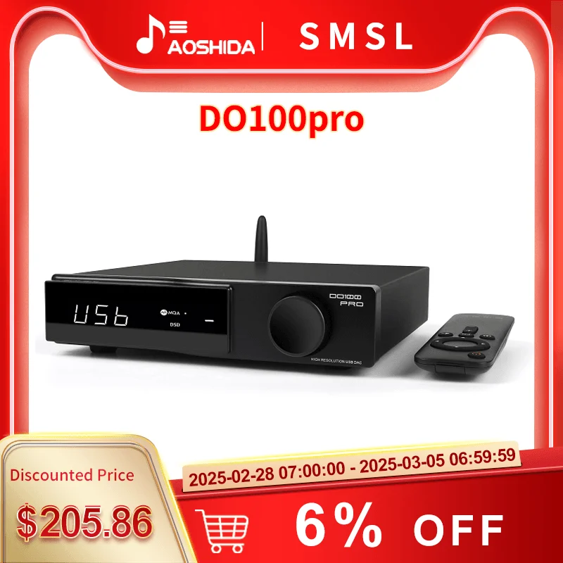 SMSL DO100 Pro, Hi-Res MQA DAC Dual ES9039Q2M Decoder, Bluetooth5.1 DSD512, OPA1612, HDMI-ARC, High End Digitale DAC Voor PS5 DO100pro