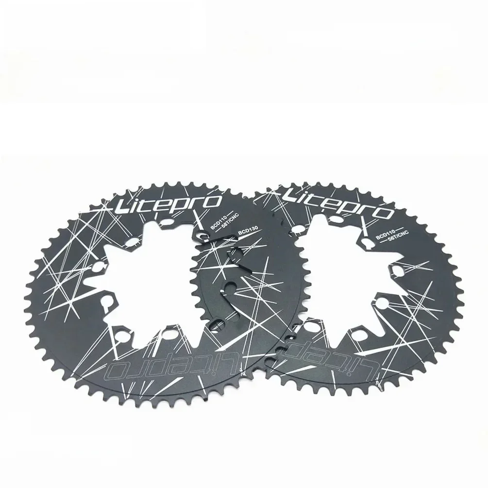 Litepro Touriste BCD Plateau Ovale Noir, Couronne Pliante, Pédalier, Vélo, 110mm, 130mm, 52 T, 54 T, 56 T, 58 T, 60T