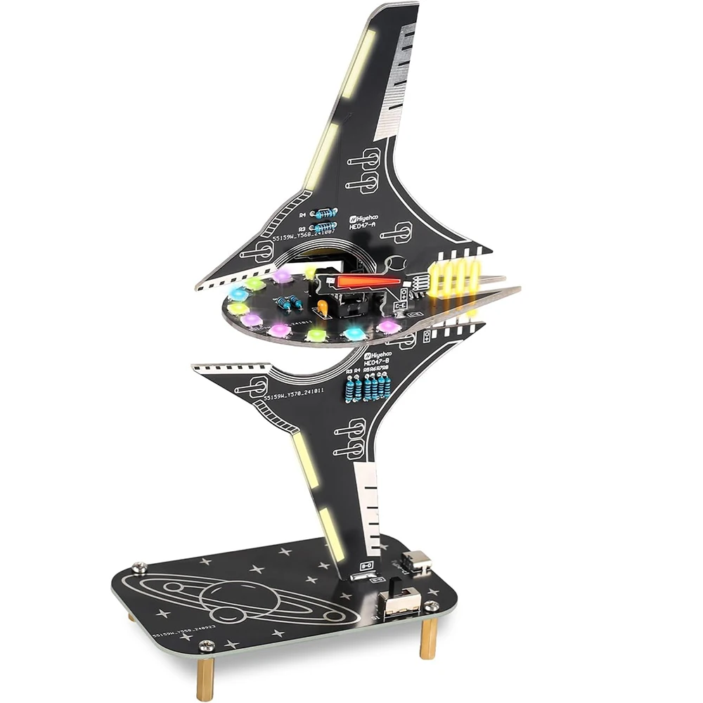 DIY مجموعة سفينة الفضاء الإلكترونية الخيال العلمي المركبة الفضائية LED ضوء لحام مشروع ممارسة عدة لتعليم الجذعية مدرسة طالب التعلم #6