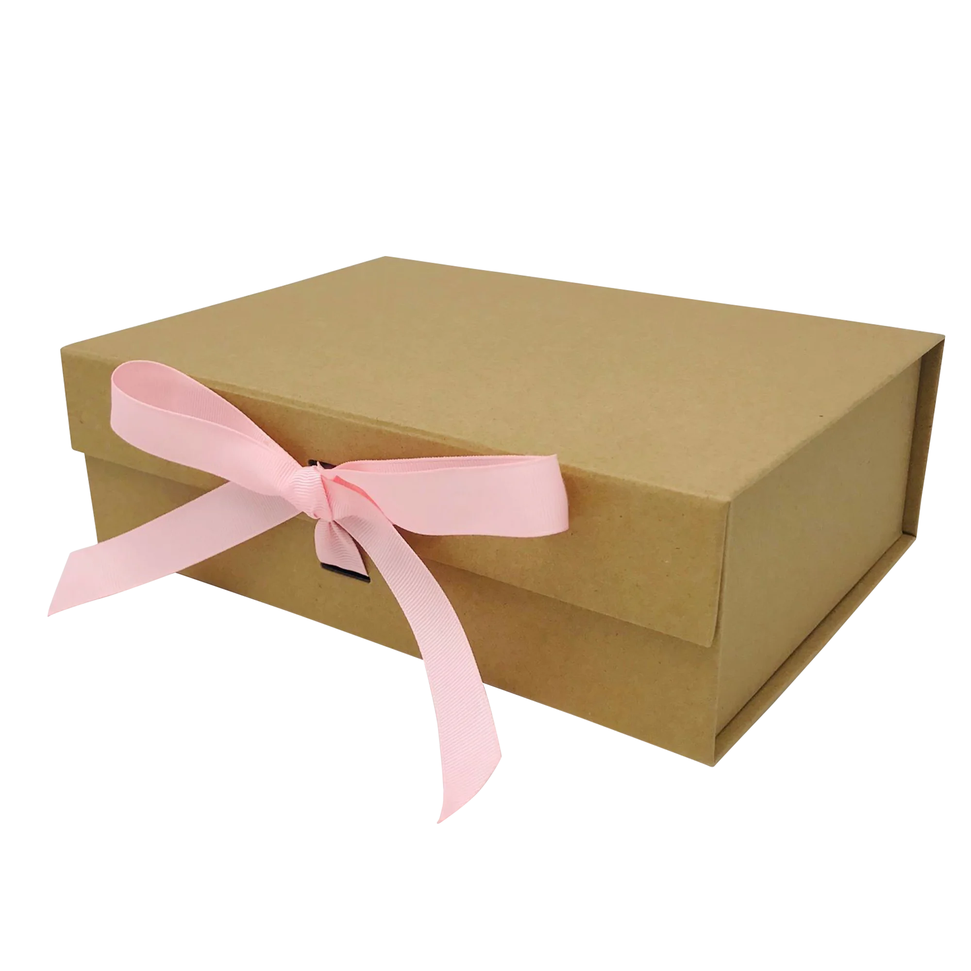 Wholesale A4 Size Natural Kraft Folding Magnetic Gift Box with Changeable Ribbon