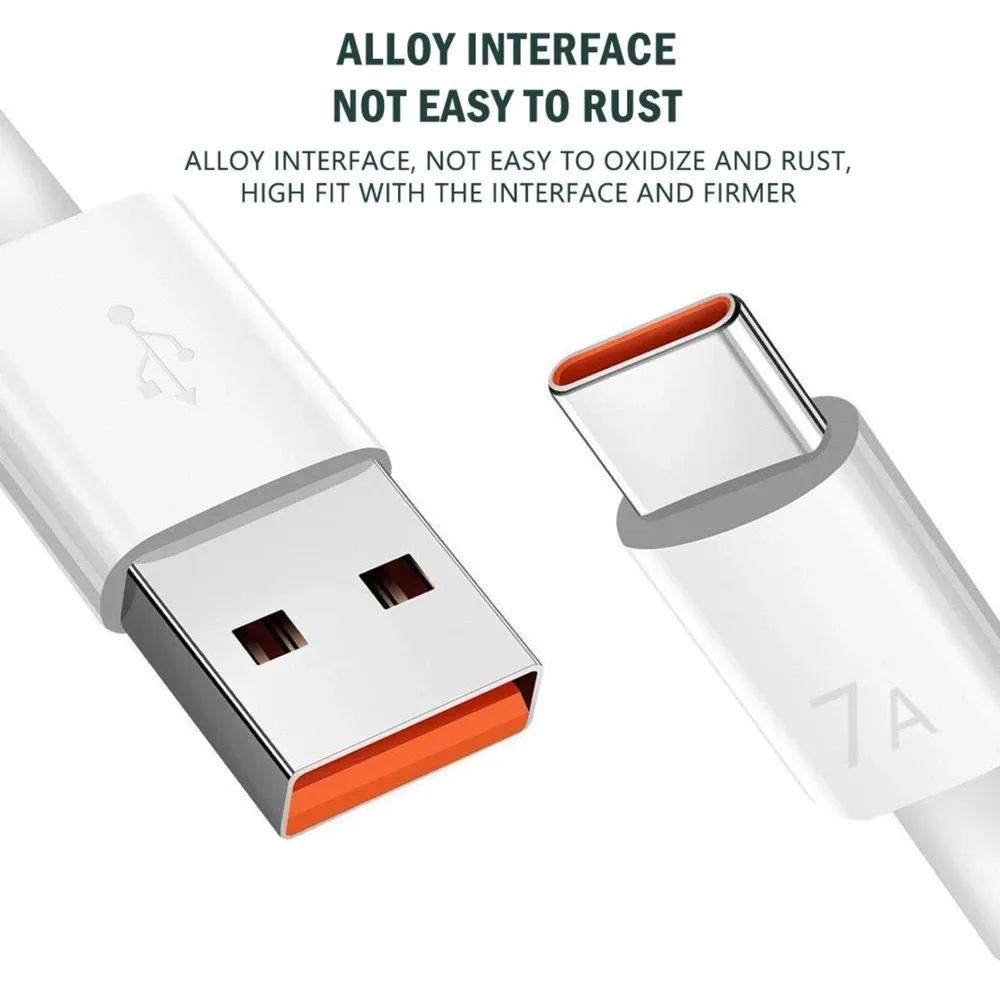 USB Type C Cable 100W 7A Fast Charging Wire For Huawei P40 P30 Xiaomi 14 Redmi Poco Mobile Phone USB C Charger Data Cable Cord image 2