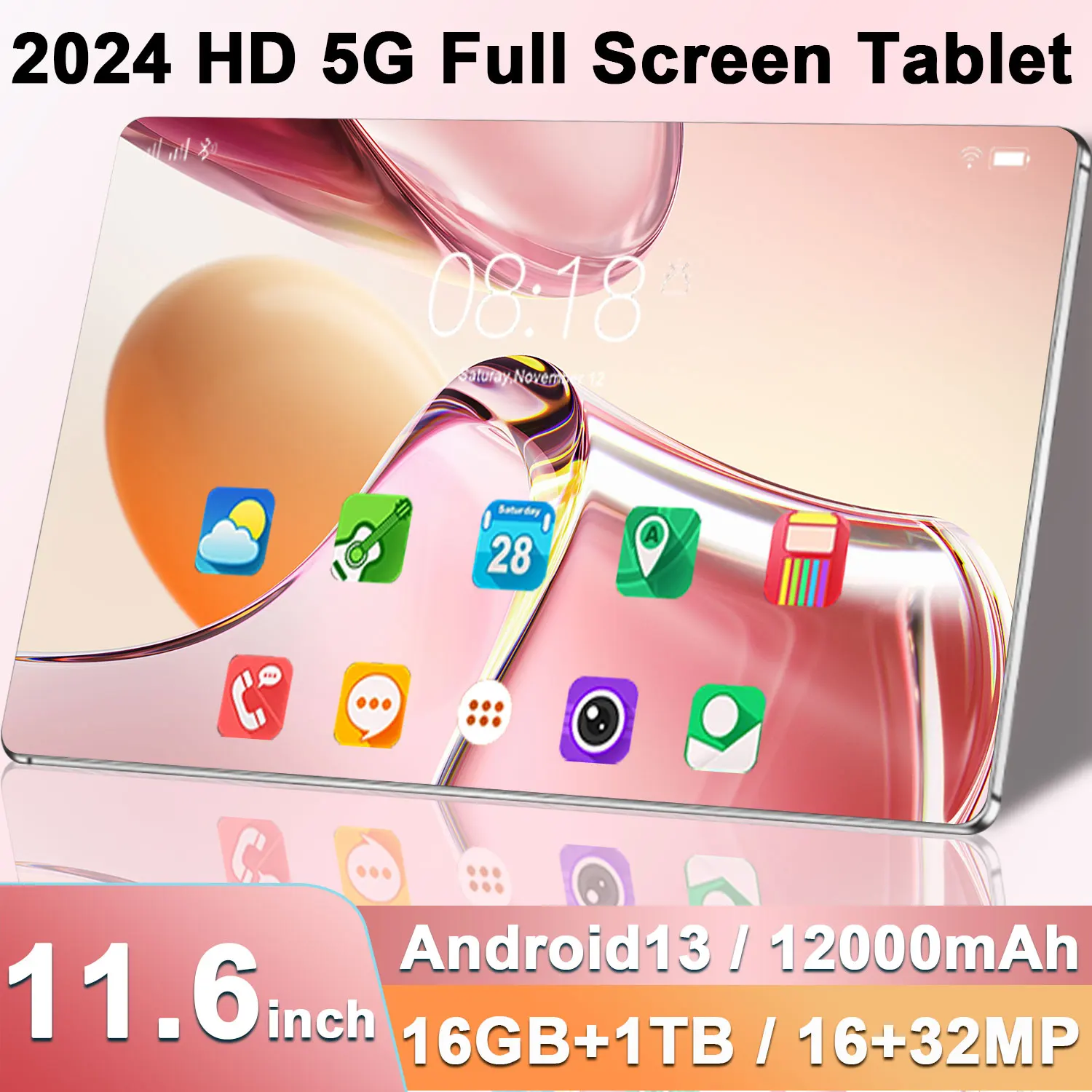 2025 New 5G Tablet Dual Cameras Dual sim card Wifi Type-c 11.6 inch Android 13.0 16GB RAM 1TB ROM MTK6797 10core GPS WPS