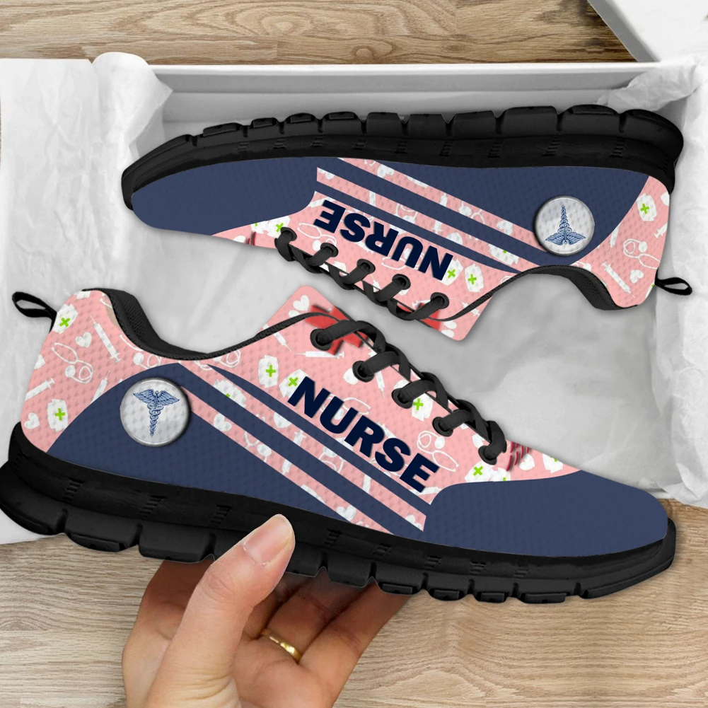 INSTANTARTS 2023 Nursing Shoes Women's Casual Sneakers Nurse Assistant Medical Print Ladies Flat Shoes Plus Size Tennis Mujers