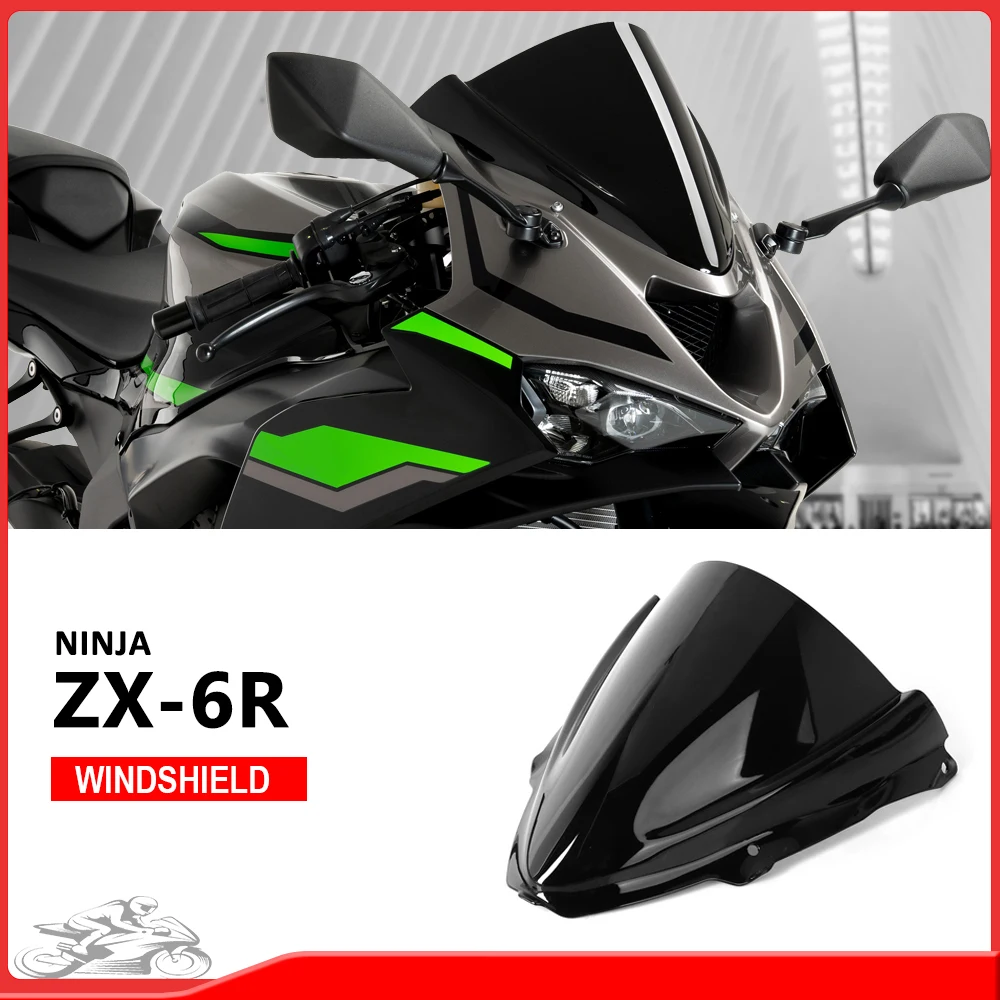 

Windscreen Windshield For Kawasaki NINJA ZX6R ZX-6R ZX 6R Ninja 2024 2025 Motorcycle Wind Deflector Double Bubble Wind Screen