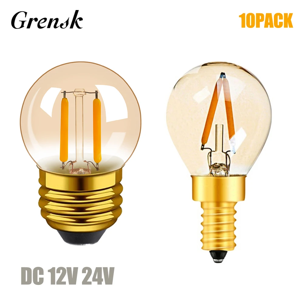 

Grensk DC/AC 12V 24V Led Lamp G40 1W Filament Bulb Outdoor String Lights Replacement Bulb Vintage Warm 2200K E14 E27 Led Bulb