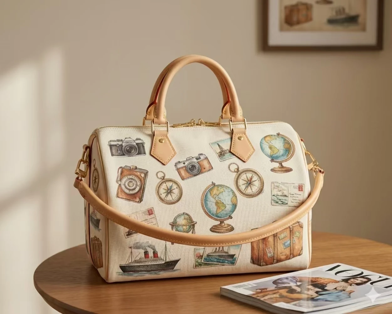 Size: 30-21-17cm High Quality Fashion Beige Canvas Travel Handbag 26 New Women and Men Large Capacity Shoulder Crossbody Bag K9L