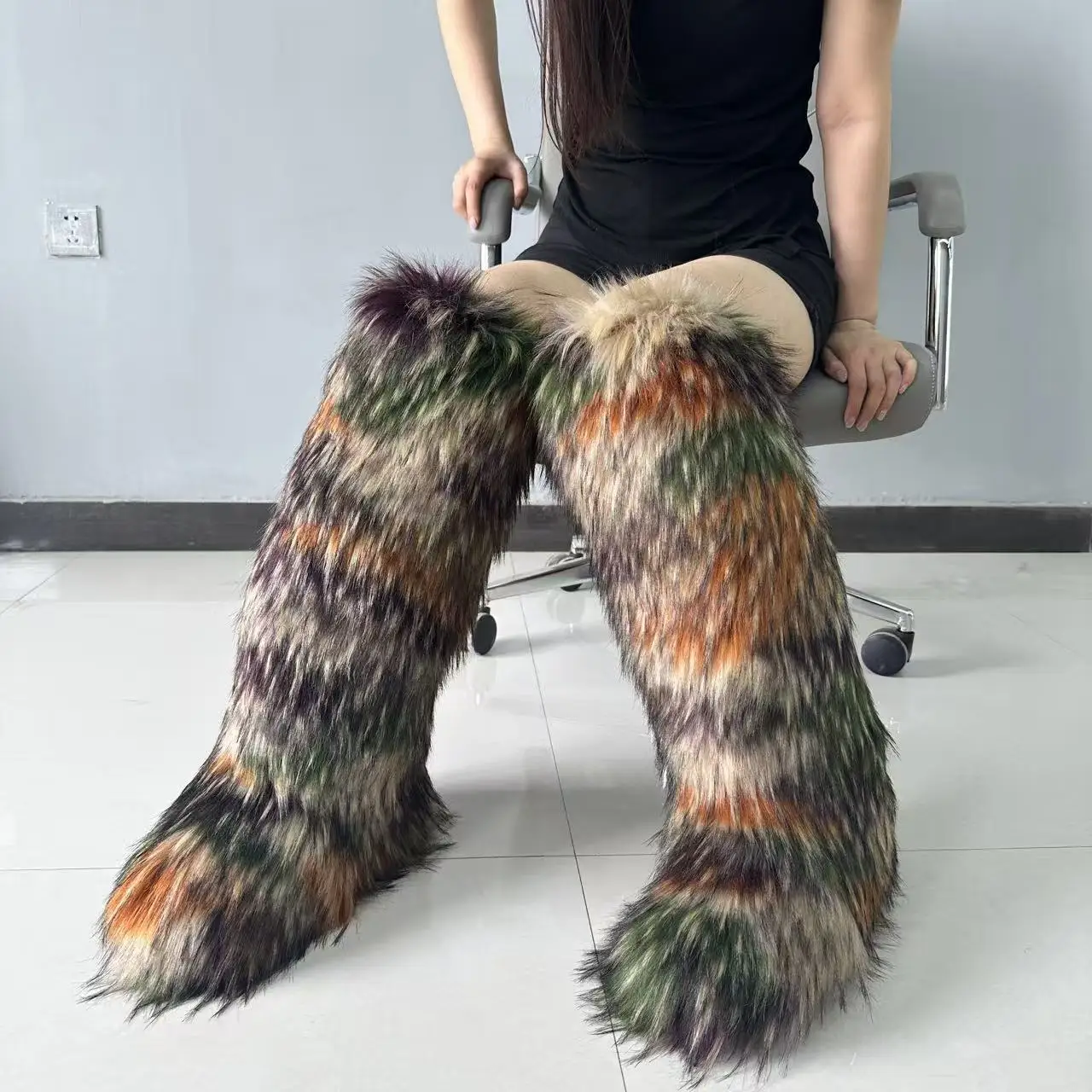 

Женские сапоги до колена из искусственного меха норки, зимние непромокаемые нескользящие ботинки, Новое поступление 2026, женские сапоги Fuzzy Sonw