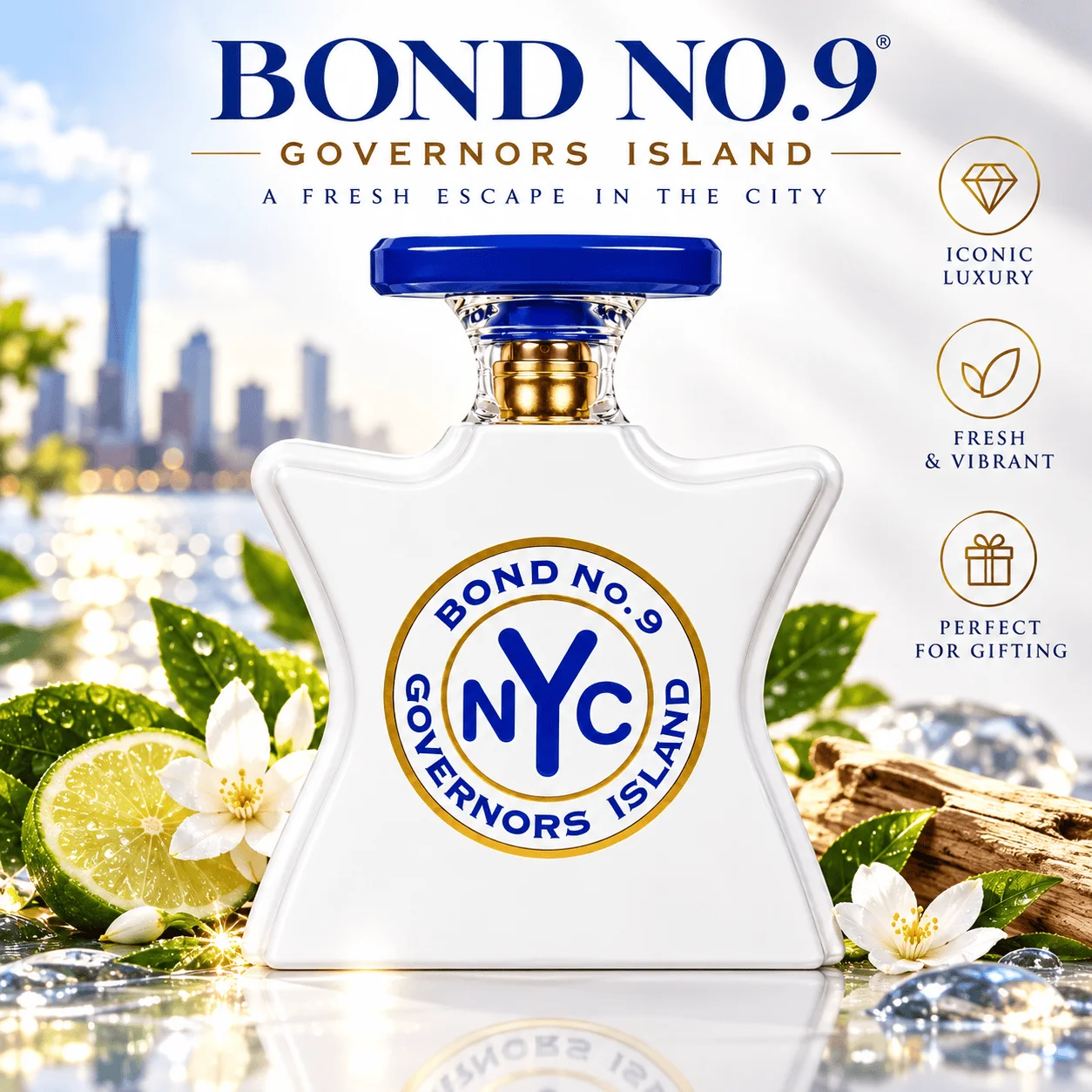 Bond No. 9 Governors Island Eau de Parfum Spray for Men & Women, Incense Resin Cedar Woody Fragrance for Daily Wear, Office & Dates, 1.7 fl oz / 50 mL, Single Bottle