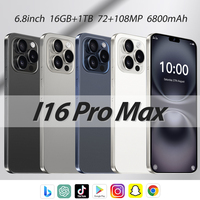 2025 New Cellphones I16 Pro Max Original Smartphone 5G Dual SIM 22G+2T 108MP Camera Global Version Mobile Phone 6800mAh