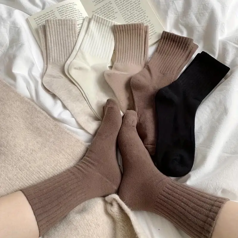 Zestaw 6 par skarpet - podkolanówki z wywiniętym brzegiem, prążkowane, wielokolorowe, miękkie, elastyczne, do codziennego noszenia dla kobiet i mężczyzn