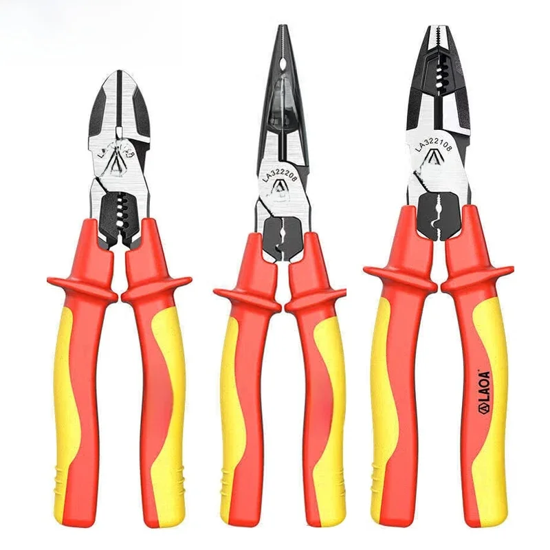LAOA Insulated Pliers Needle Nose Wire Cutters Crimping Cable Shearing Withstand Voltage 1000V Electrician Wire Stripper