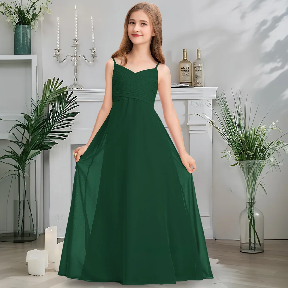 Милое платье подружки невесты королевского синего цвета для девочек-цветочниц шифоновое платье длиной до пола с каскадными оборками для свадебной вечеринки для детей