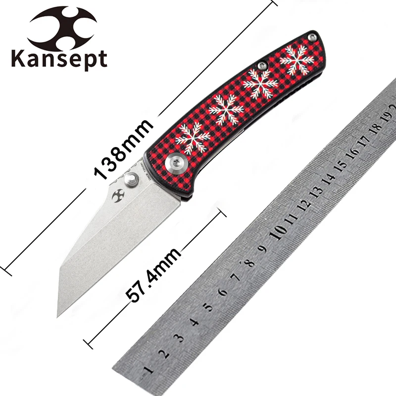 

Kansept Little Main Street T2015AC 154CM Blade and a Plaid Red and Black G10 with Snowflake Print Handle Dirk Pinkerton Designed