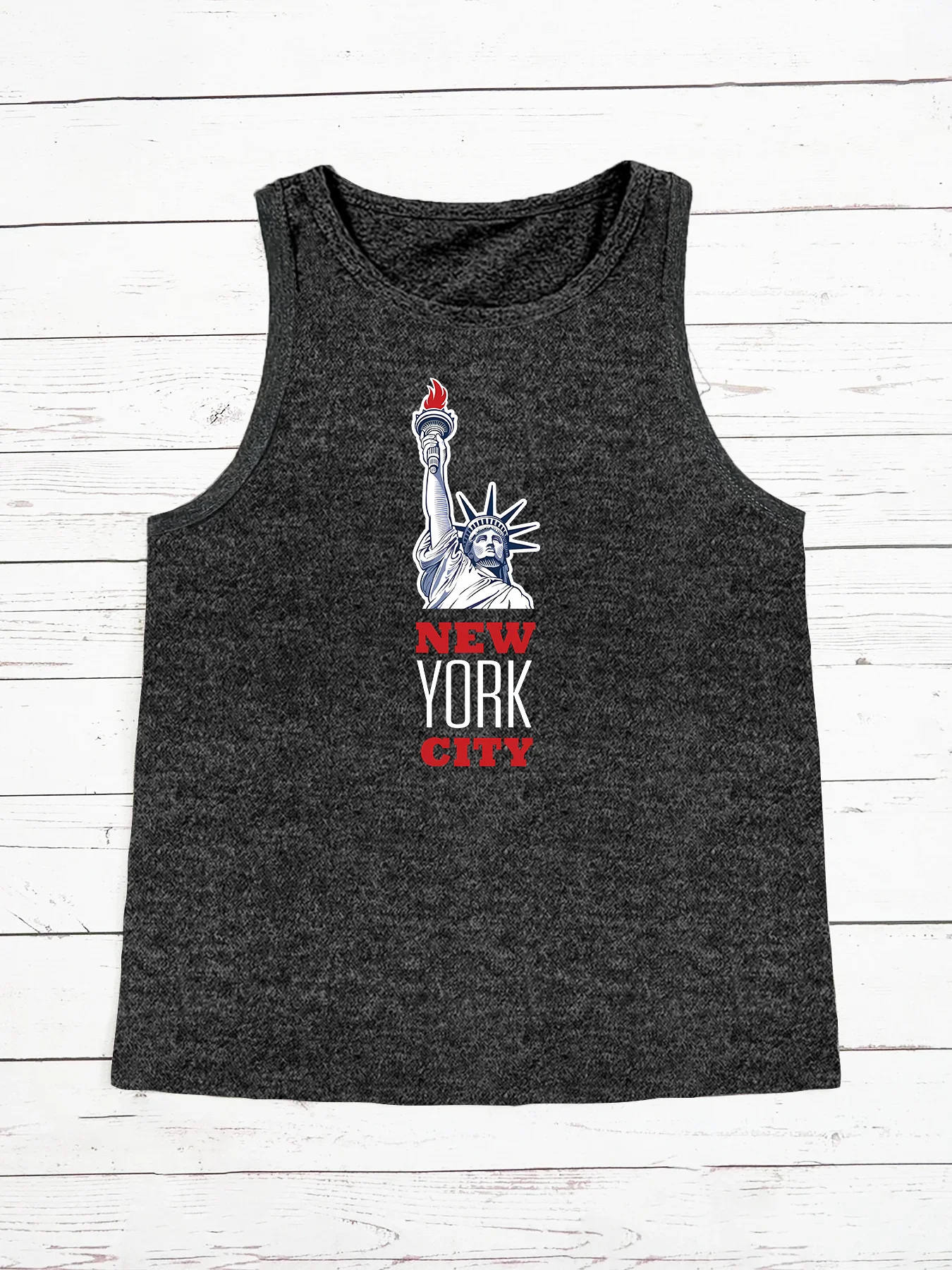 New York Ciyt Statue Of Liberty Fashion Funny Sports Women's Tank Top Loose O Neck Sleeveless Casual Tank Top