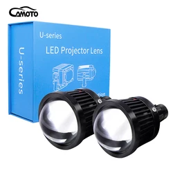CAMOTO 2PCS Moto Lens Headlight Led Work Light Driving Fog Lamp Auxiliar Spotlight Flood Beam For Car Truck Off Road Motorcycle