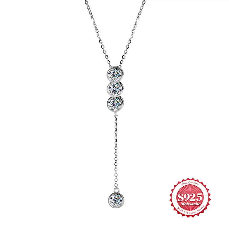 

2CT D VVS Synthetic Moissanite Pendant Sterling S925 Silver Necklace Chain Jewelry Gift for Women Engagement Birthday Occasion