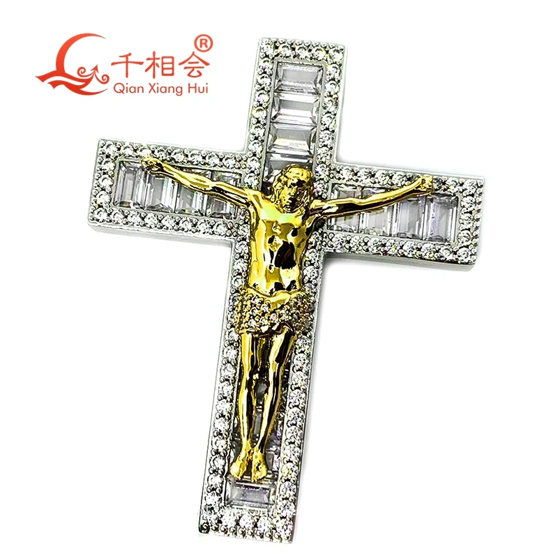 

10*15mm cross Jesus D VVS white baguette moissanite pendant 925 Sterling Silver hip hop Jewelry Engagement datting