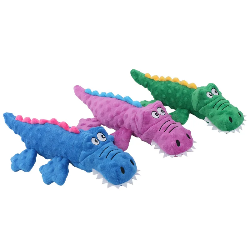 New pet plush toys with sound crocodile teeth bite resistance cute cartoon dog toys pet supplies