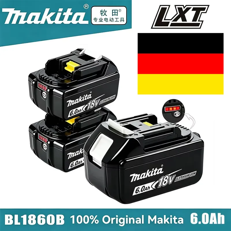 6Ah, 100% oryginalna bateria Makita 18V, model BL1860B, akumulator litowo-jonowy do narzędzi elektrycznych Makita 18V. Zastąp baterię.