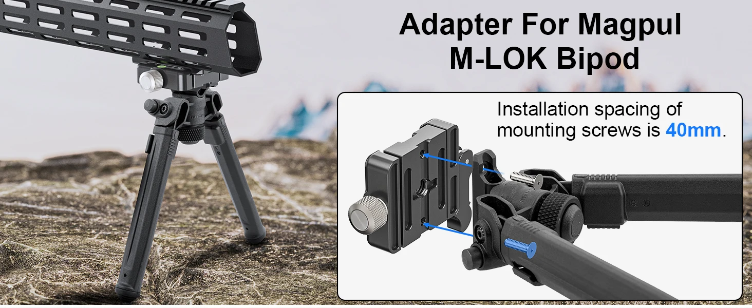 WEYLLAN AL60 Arca Swiss Hebel-Schnellspannklemme 60mm Q.R. Plattenadapter für Kamera Mlok-Schiene & Magpul-Zweibein mit Wasserwaage – Detail 3