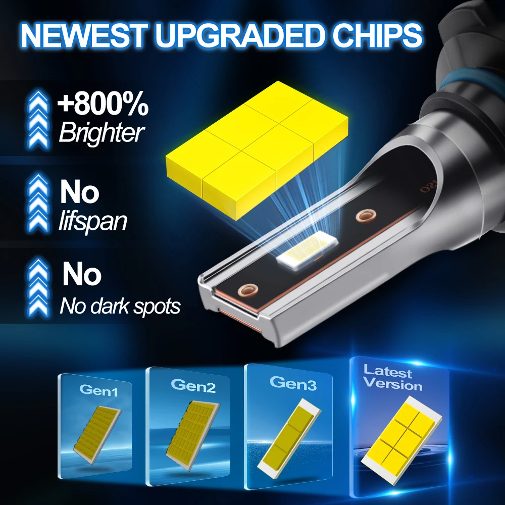 2/6Pcs Ultra Bright CSP LED Bulbs For Nissan X-Trail X Trail 2015 2016 2017 2018 2019 Headlight Bulbs 6000K White Fog Lamps 12V