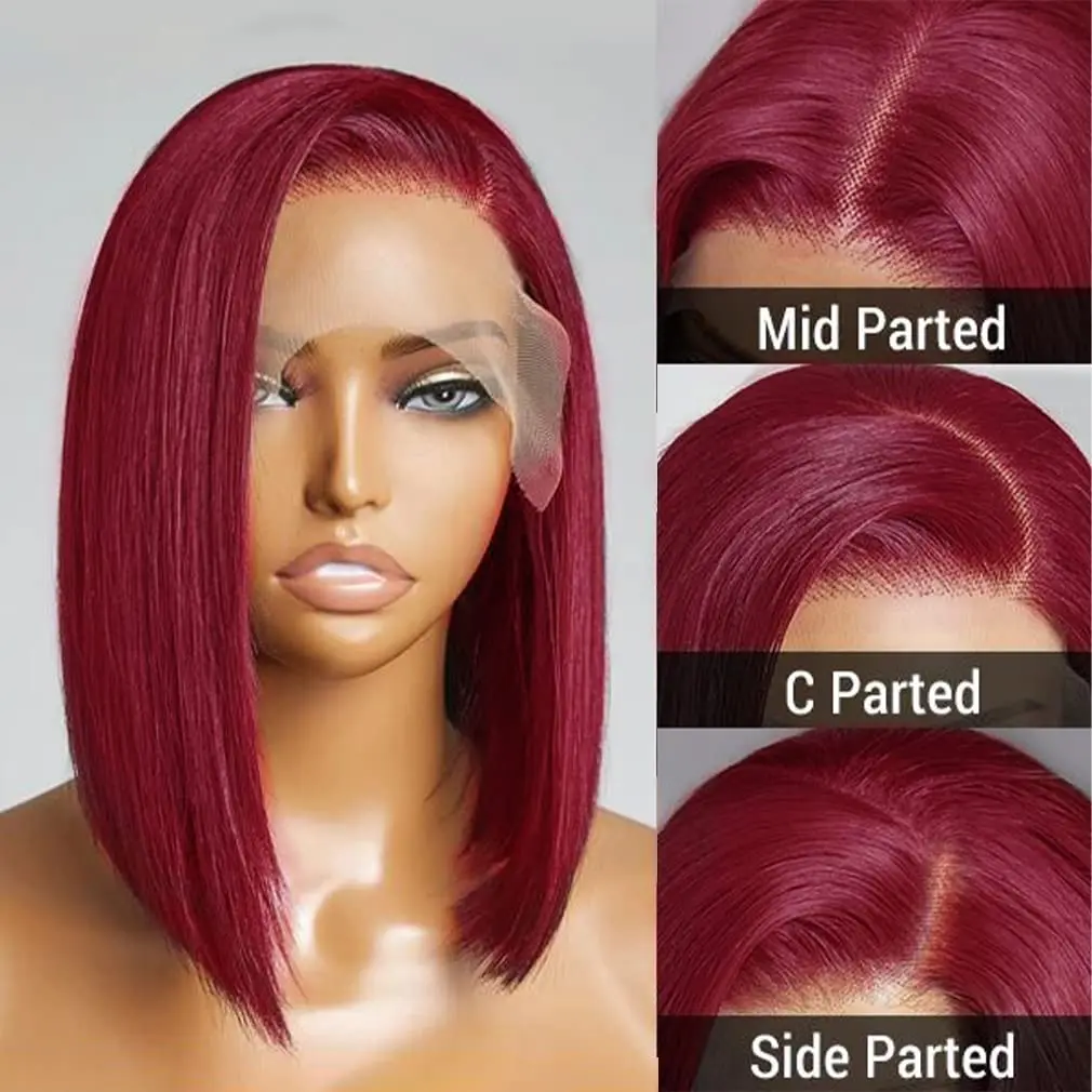 99j Burgundy Lace Front Wigs Human Hair Burgundy Bob Wig Human Hair 13x4 Red Bob Lace Front Wig Human Hair for Women Red Wigs