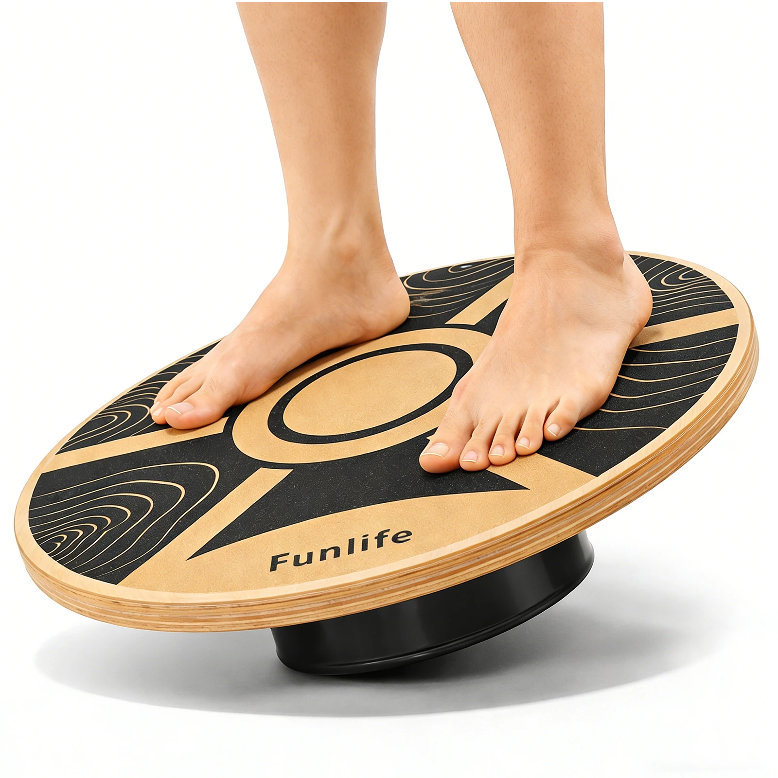 FunLife TERRA Balance Board rund aus Birkenholz – 360° Gleichgewichtstrainer für Core Training, Koordination & Stabilität, bis 100 kg