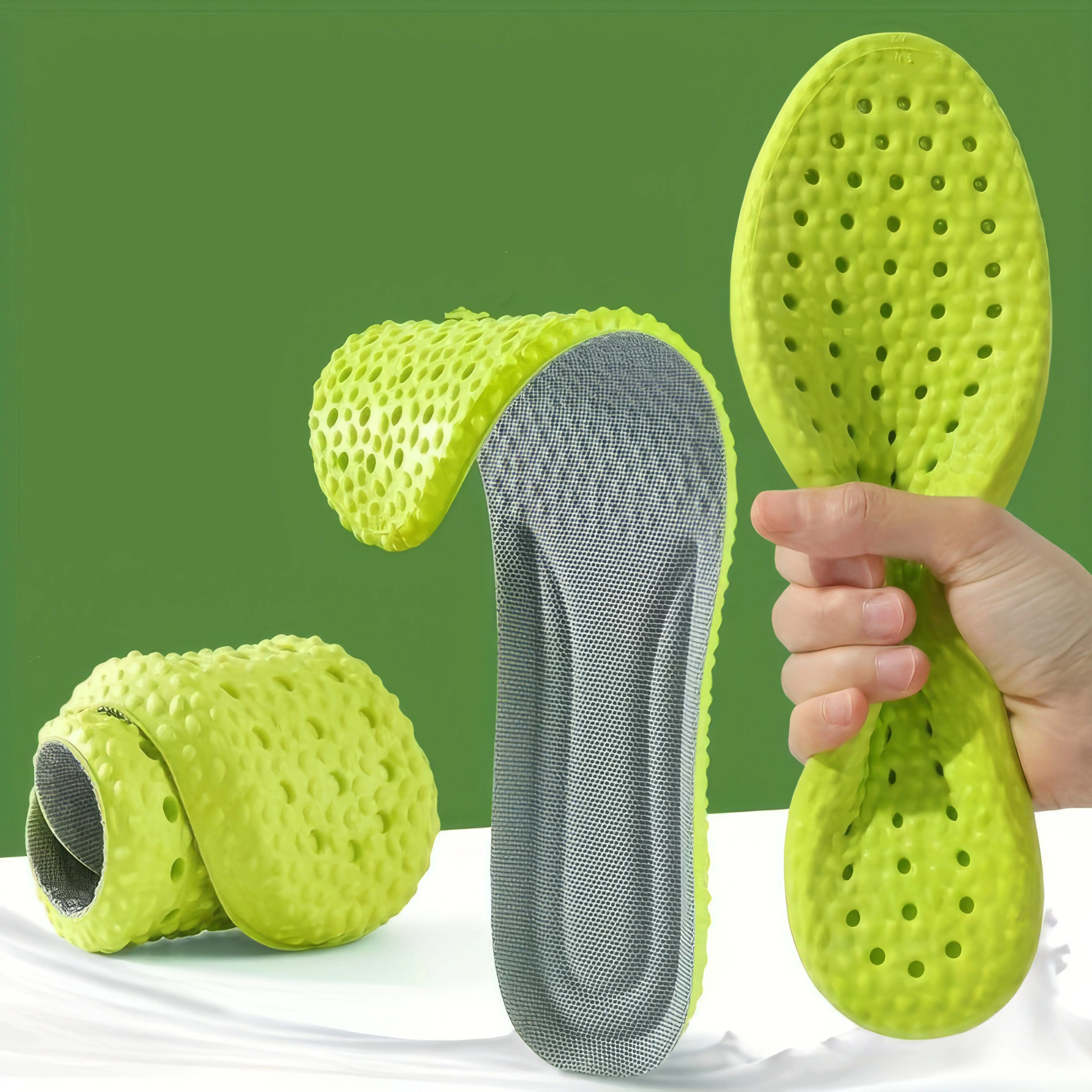 12 زوجًا من النعال الإسفنجية الخضراء القابلة للتنفس، للجنسين، خفيفة الوزن وغير قابلة للاعب، مناسبة للرياضة واللياقة البدنية