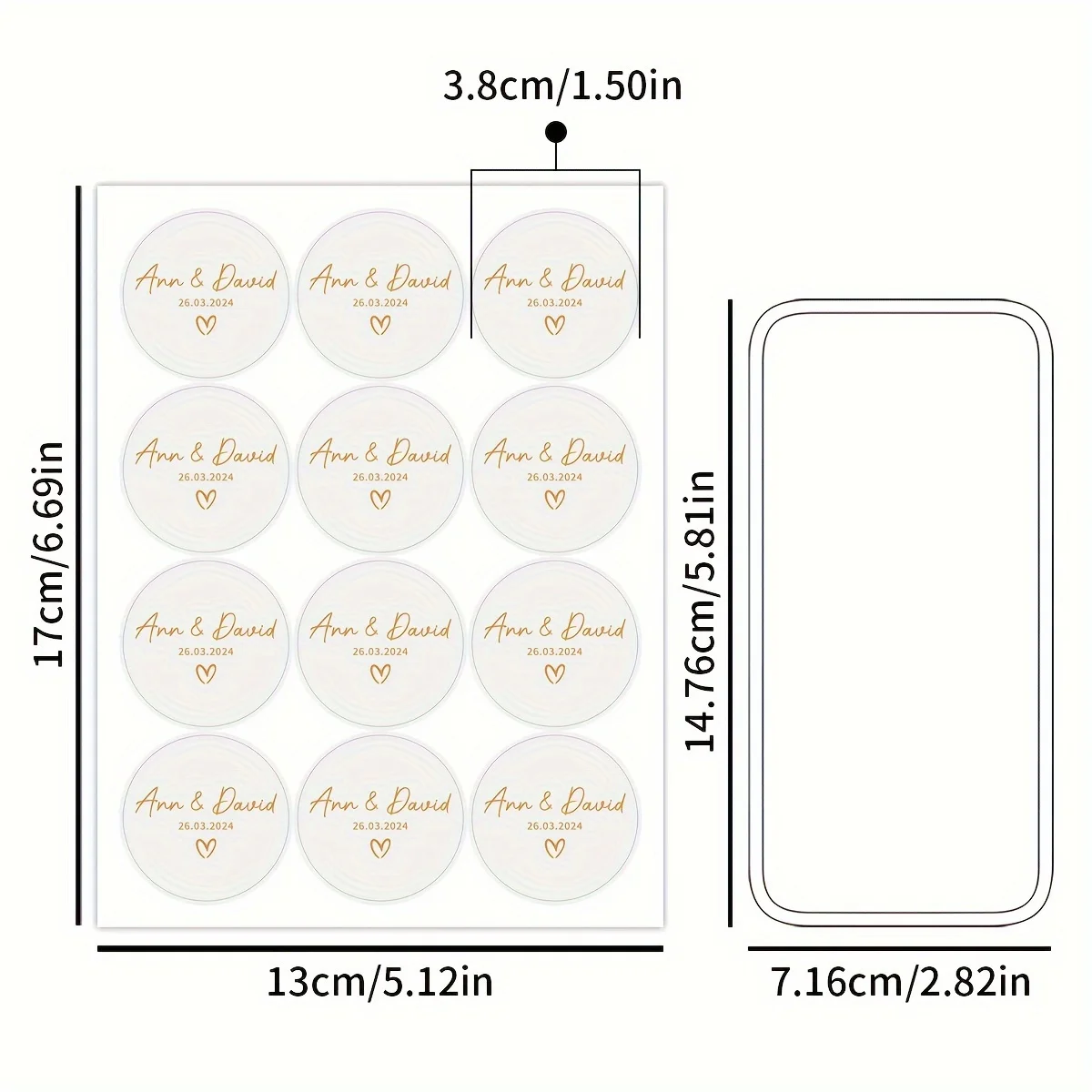 120pcs/10sheets Customized Stickers Golden Black Name Date For  Wedding Anniversary Gifts Decor Packaging Seals Invitation Label - view 3