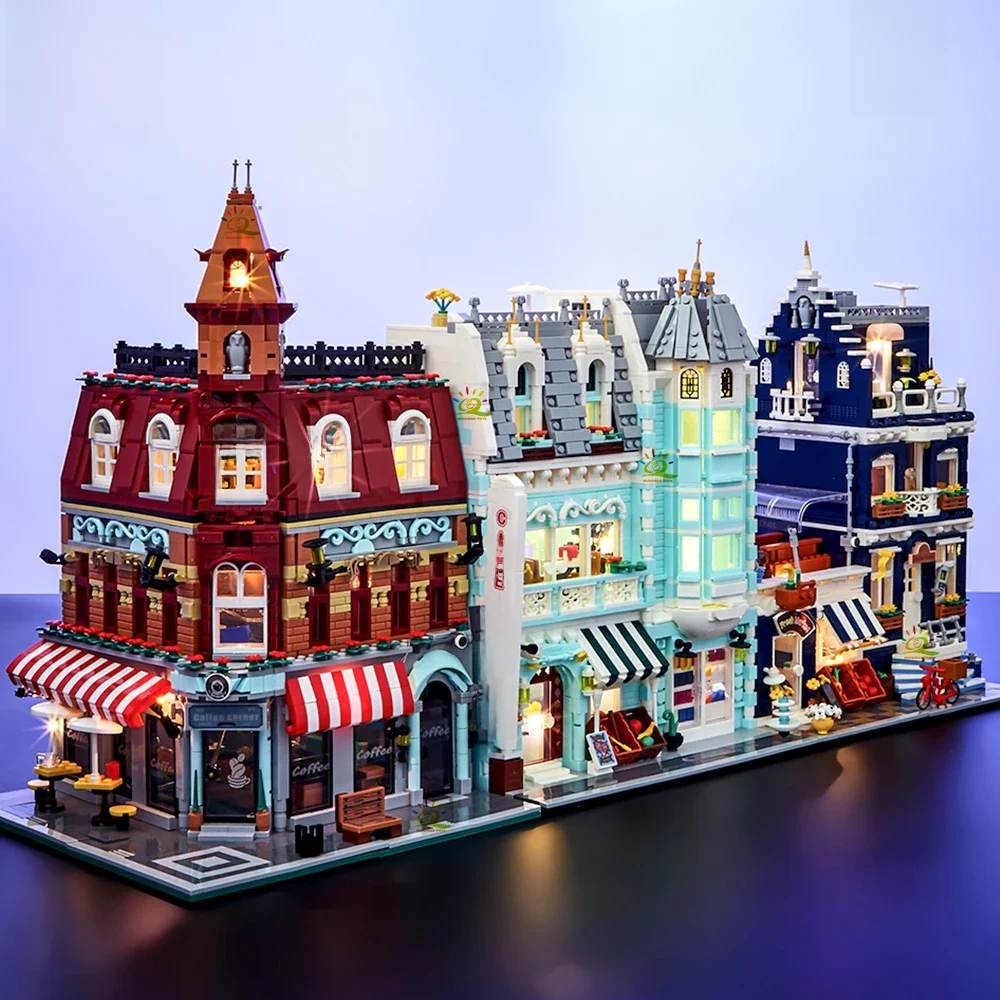 HUIQIBAO Speelgoed MOC City Corner Coffee Shop Architectuur Stijl Street View Micro Bouwstenen voor Kinderen Bouwstenen - afbeelding 2