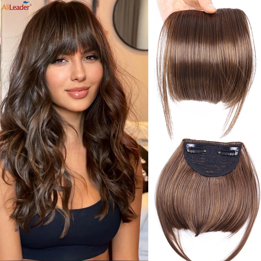 Pony met franjes voor dames Synthetisch clip-in nephaar Stompe pony Zwart Bruin Blond Clip-on haarstukjes