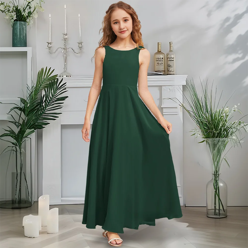 Платье трапециевидной формы для юных подружек невесты, детское платье цвета селадона с цветочным узором для девочек, шифоновое платье длиной до пола, свадебная вечеринка