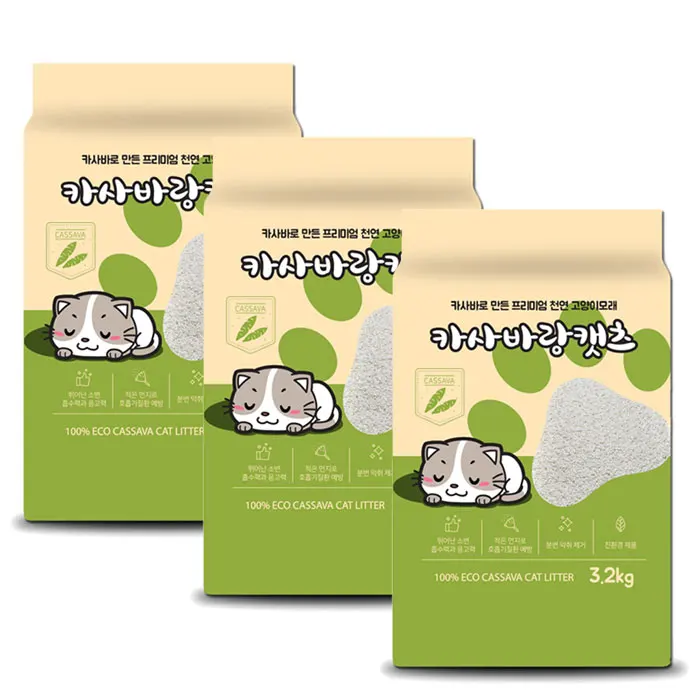 Cassava with cats 3.2kg x 3ea cassava cat litter