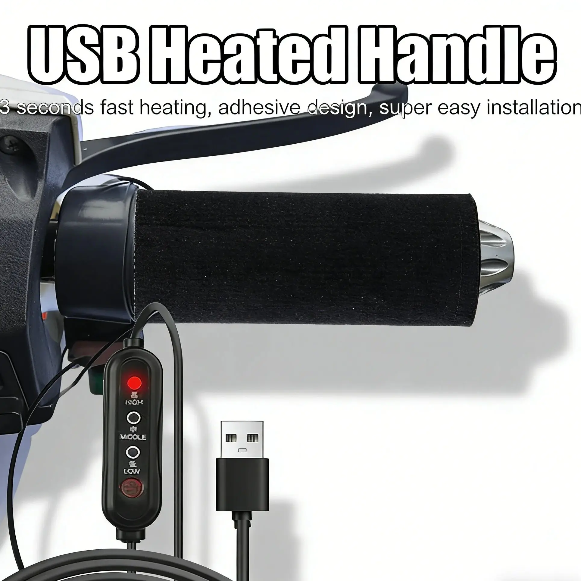

Motorcycle Heated Handgrips Warmer Kit USB Adjustable Insulated Handlebars Electric Scooter Bicycle Warming Accessories