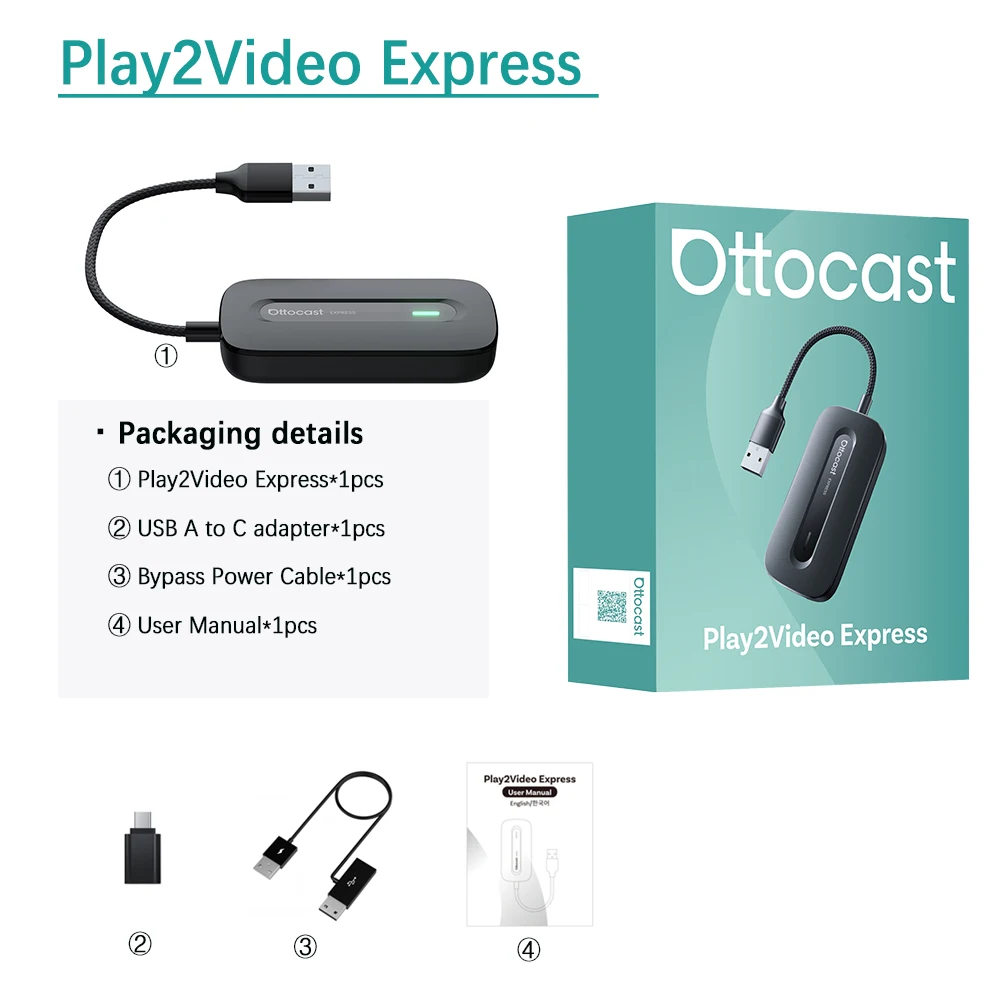 OTTOCAST Play2Video Express CarPlay Android Auto アダプター