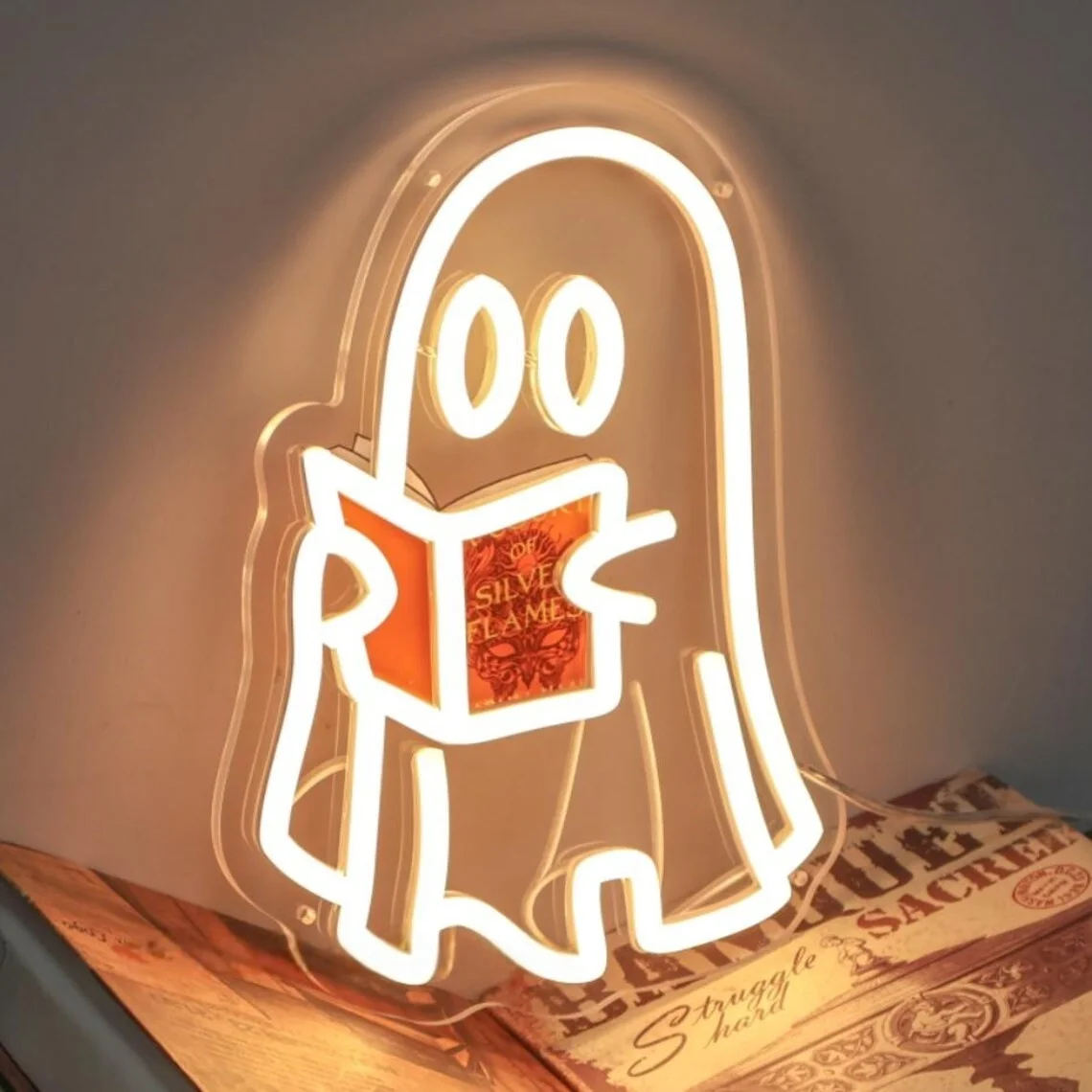 Ghosts Reading Custom Book Neon Sign, Custom Book Cover Sign, Ghosts Reading Sign,Spooks Reading,Book Lover Gift,Room/Dorm Decor