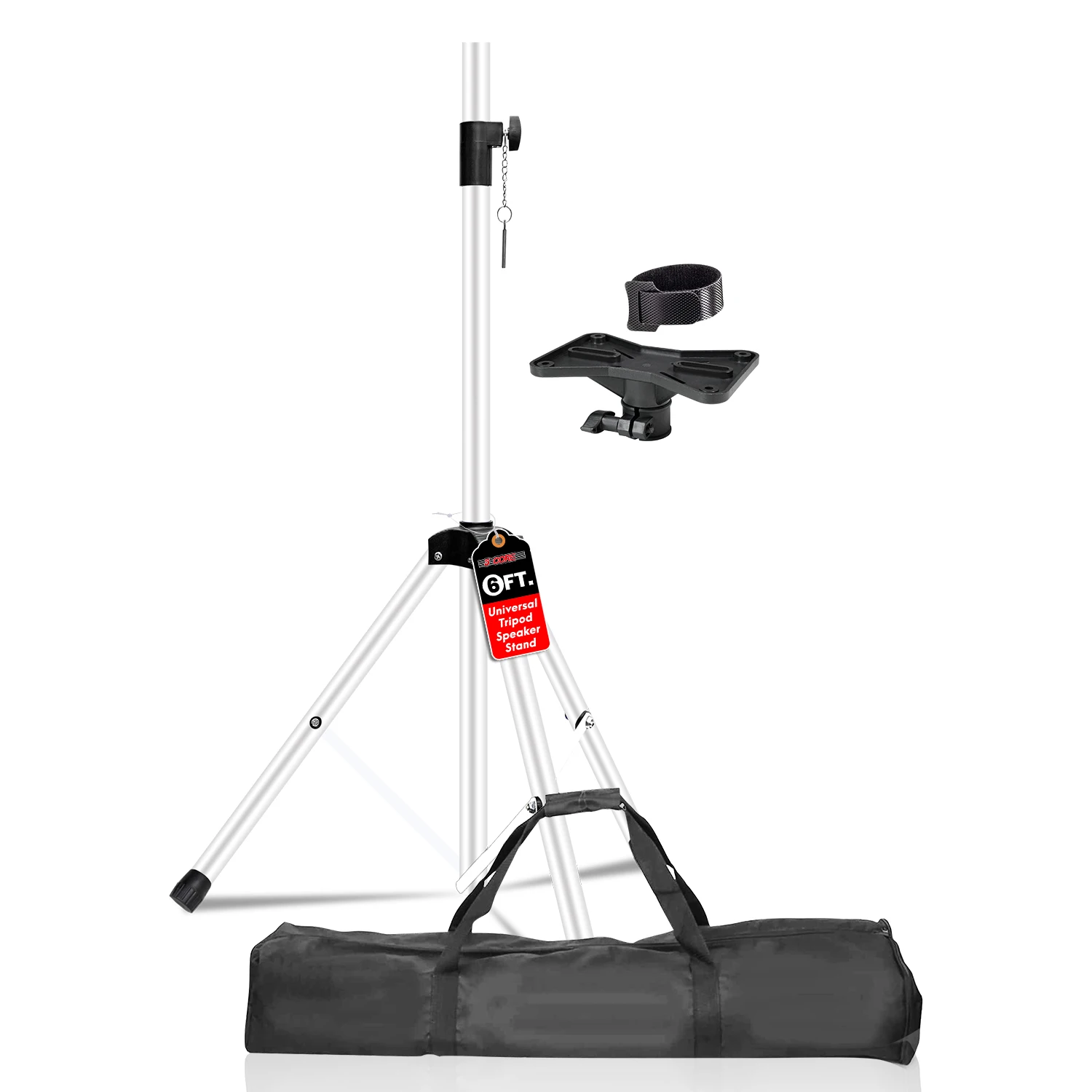 Soporte para altavoz de 5 núcleos, trípode alto ajustable de 72 pulgadas, soporte para Monitor de estudio con montaje en poste de DJ, SS HD, 1 PK WH BAG