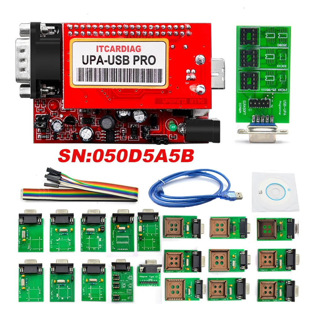 SN:050D5A5B UPA USB Programmer Windows 10 Supported USB V1.3 Full Adapters with NEC Functions ECU Chip Tunning Add 350MB Scripts